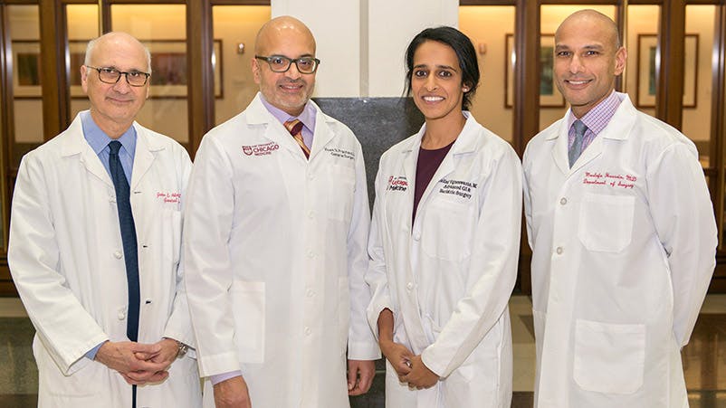 Esophageal surgeons John Alverdy, MD, Vivek Prachand, MD, Yalini Vigneswaran, MD, MS, and Mustafa Hussain, MD