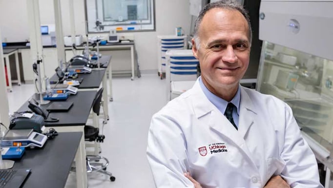Michael Bishop, MD, in cellular therapy facility