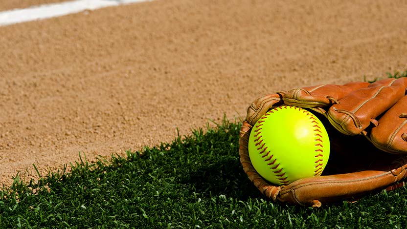 softball glove and ball