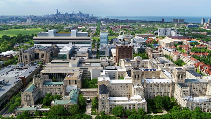 Aerial drone image of UChicago Medicine