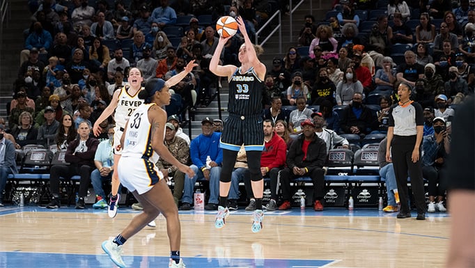 WNBA Chicago Sky forward Emma Meesseman taking a shot