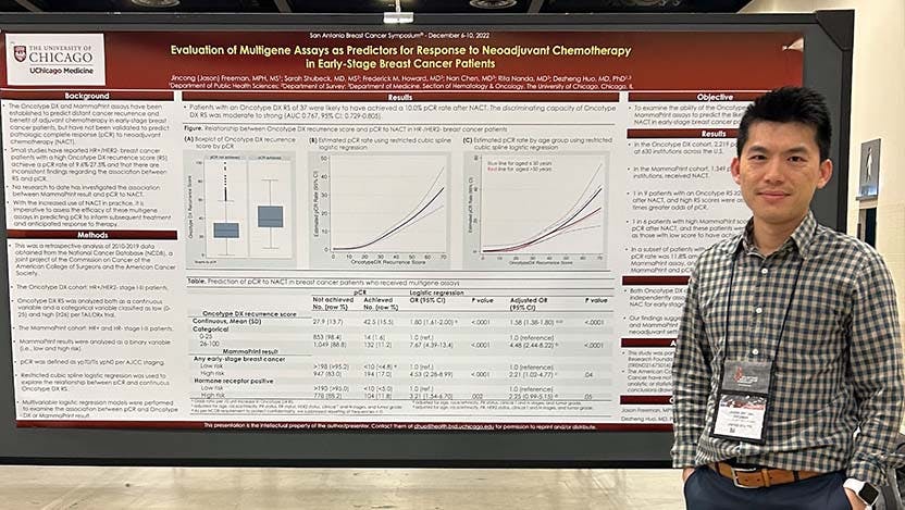 Jincong "Jason" Freeman presents his work on breast cancer disparities at several national oncology conferences.