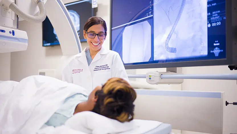 Dr. Uzma Siddiqui with a patient