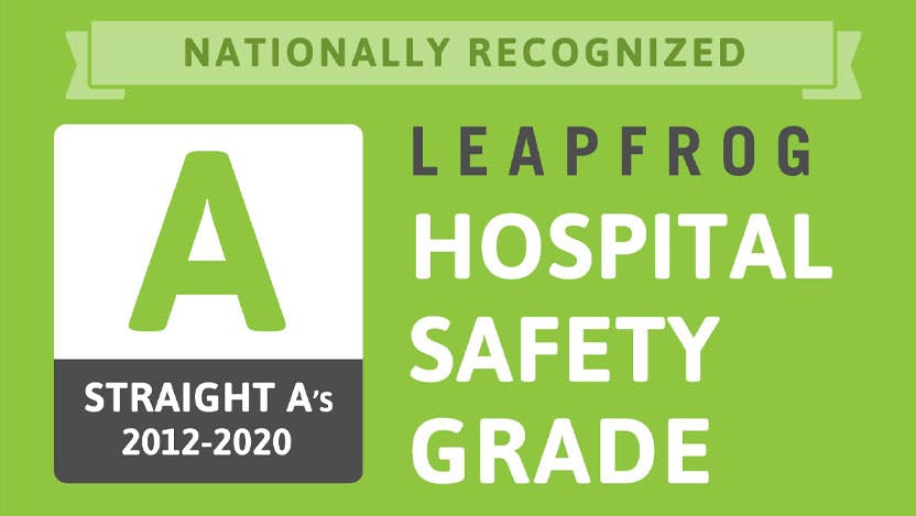 Leapfrog 17th consecutive A rating for hospital safety 2012-2020