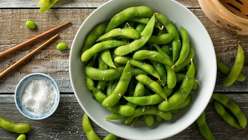 A bowl of edamame