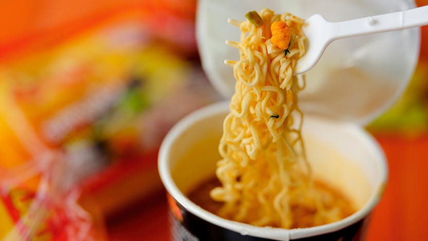 Image of hot instant noodles which are a common reason for pediatric scald burns 