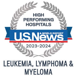 A high-performing hospital for leukemia, lymphoma and myeloma, according to US News and World Report.