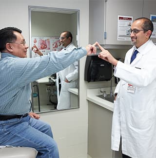 Shyam Prabhakaran and patient