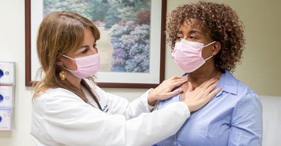 Marina Chiara Garassino, MD, medical oncologist, examines a patient