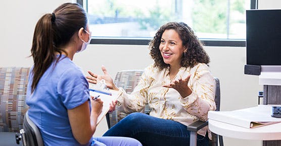 Image of celiac disease patient talking to doctor