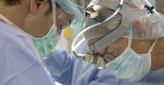 Thoracic surgeon Mark Ferguson, MD, in surgery