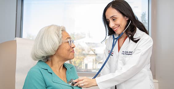 Flor Cerda with lung transplant patient