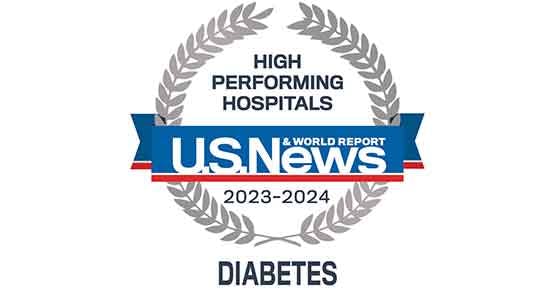 US News and World Report 2023-24 Badge for High Performing Hospitals in Diabetes
